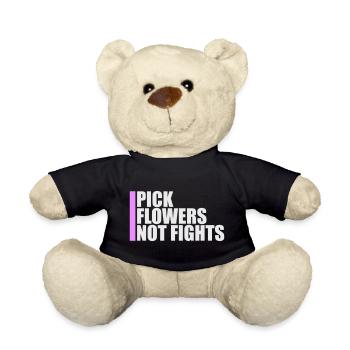 Cueillez des fleurs, pas des disputes, fleurs Paix Logo drôle - Nounours - noir - Devant