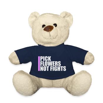 Cueillez des fleurs, pas des disputes, fleurs Paix Logo drôle - Nounours - bleu marine - Devant