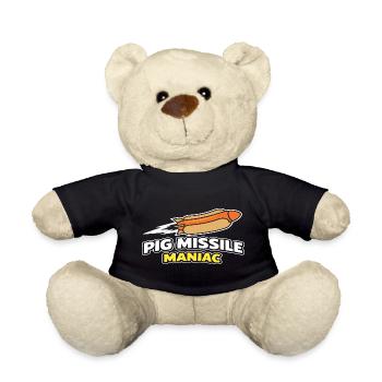 Pig Missile Maniac Funny Hot Dog Rocket Design - Teddy Bear - black - Front