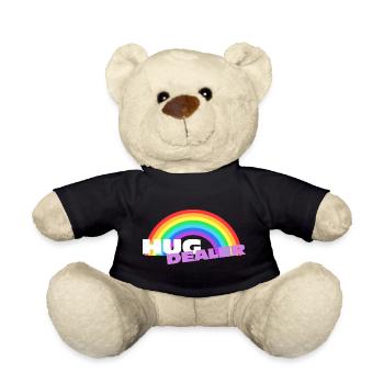 Hug Dealer Sticker: Buntes Regenbogen-Design - Teddy - Schwarz - Vorne