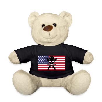 Cowboy skull and American flag - Teddy Bear - black - Front