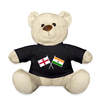 England x Indien kreuzte Freundschaftsflaggen - Teddy - Schwarz - Vorne