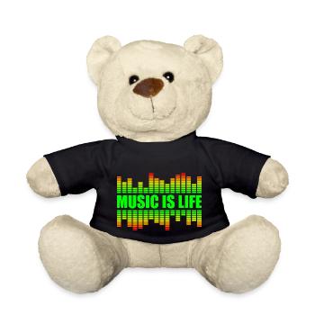 Music Is Life - Musik Ist Leben - Teddy - Schwarz - Vorne