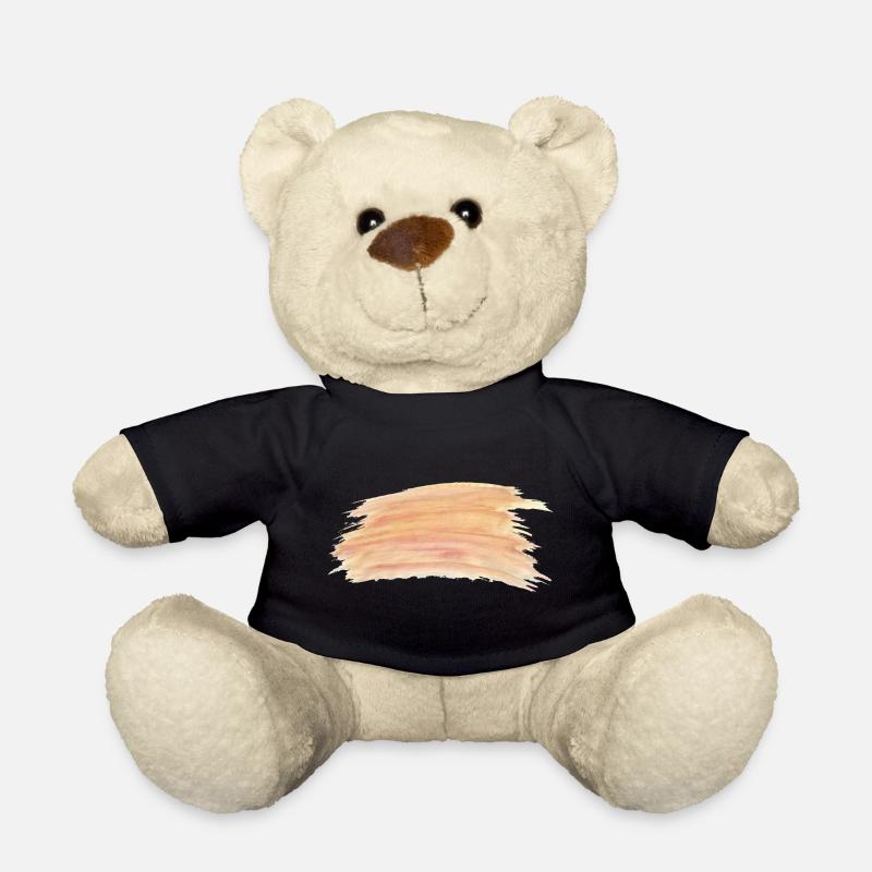 Peach Watercolor Stripes - Teddy Bear - black