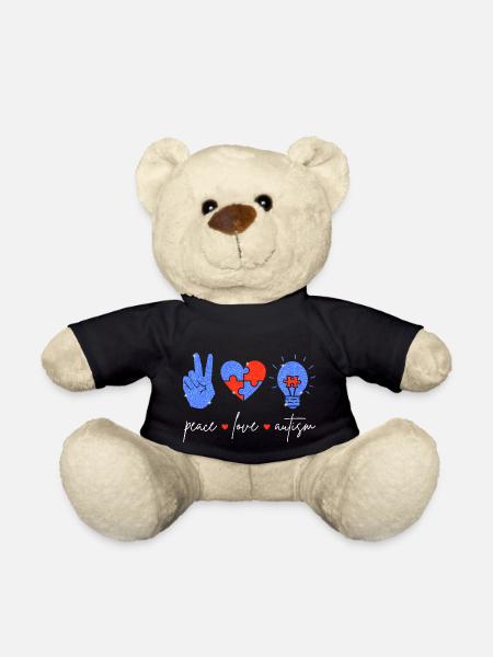 Peace Love Autisme I - Nounours - noir