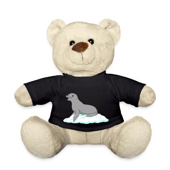 Seal laughing seal lake dog ice floe polar - Teddy Bear - black - Front