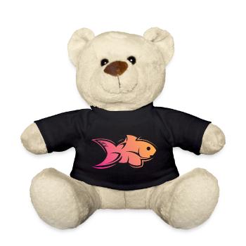 fish fish water sea colors symbol icon logo - Teddy Bear - black - Front