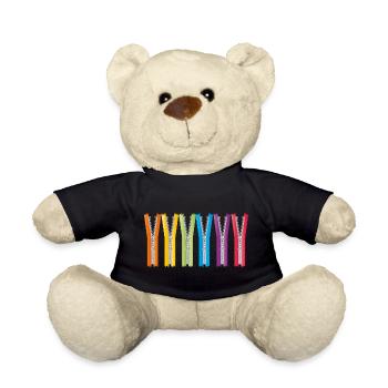 geöffnete Reißverschlüsse mit bunten Bänder - Teddy - Schwarz - Vorne