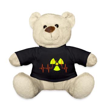 EKG, Atomkraftwerk und Strahlenwarnzeichen - Teddy - Schwarz - Vorne