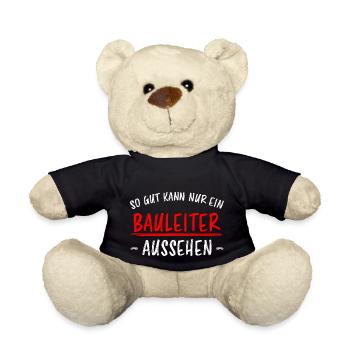 Bauleiter Beruf Lustiger Spruch Baustelle Geschenk - Teddy - Schwarz - Vorne