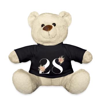 28e anniversaire fleuris (Cadeau de 28 ans) - Nounours - noir - Devant