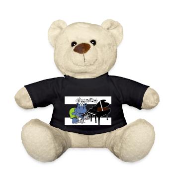 cat piano hippo music hippo children baby - Teddy Bear - black - Front