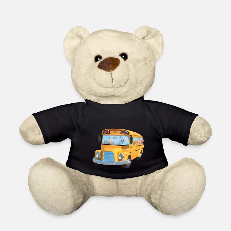Bus gelbe Tiere Schule - Teddy - Schwarz