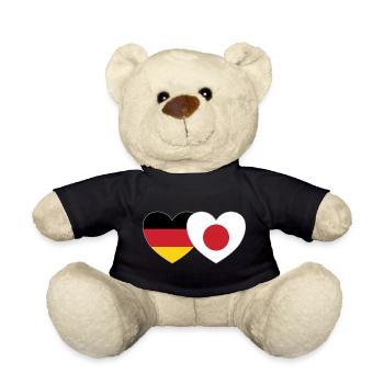 Deutschland Japan Flagge Herz - Teddy - Schwarz - Vorne
