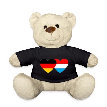Allemagne Luxembourg Drapeau Coeur - Nounours - noir - Devant