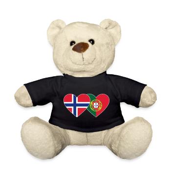 Norvège Portugal Flag Coeur - Nounours - noir - Devant