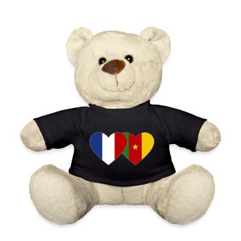 France Drapeau Cameroun Cœur - Nounours - noir - Devant