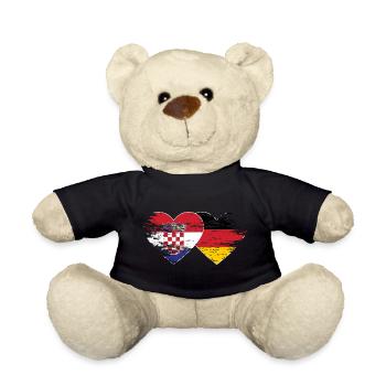 Croatia Germany flag used heart - Teddy Bear - black - Front