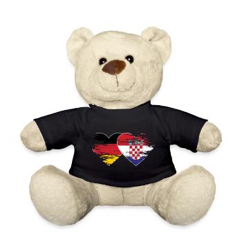 Germany Croatia flag used heart - Teddy Bear - black - Front