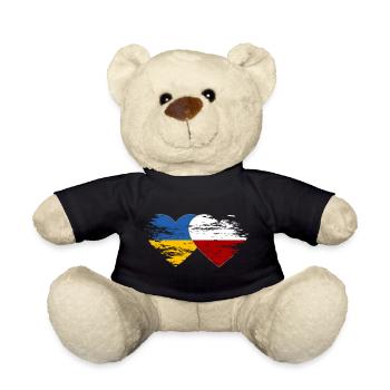 Ukraine Polen Flagge used Herz - Teddy - Schwarz - Vorne