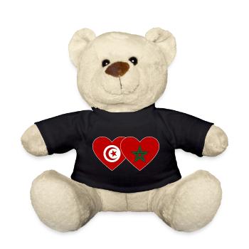 Tunisie Maroc Drapeau Coeur - Nounours - noir - Devant