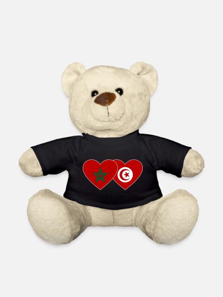 Marokko Tunesien Flagge Herz - Teddy - Schwarz