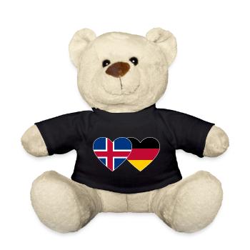 Islande Allemagne Flag Coeur - Nounours - noir - Devant