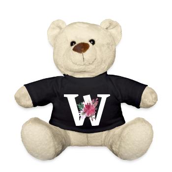 Letter w floral - Teddy Bear - black - Front