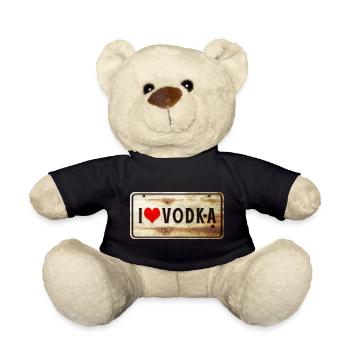 Ich liebe Wodka Vintage Schild - Teddy - Schwarz - Vorne