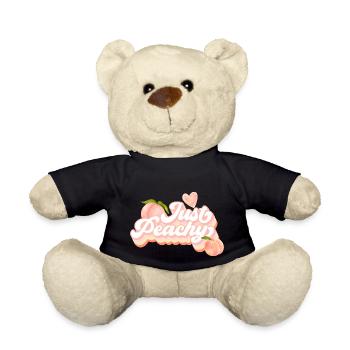 Summer Peach Design Heart Peaches Fruity - Teddy Bear - black - Front