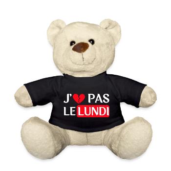 J'e n'aime pas le lundi - Version blanche - Nounours - noir - Devant