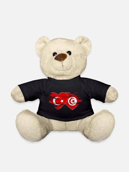 Türkei Tunesien Flagge Herz used - Teddy - Schwarz