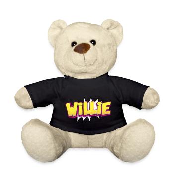 Willie Benutzerdefinierter Name Comic-Stil Pop-Art, - Teddy - Schwarz - Vorne