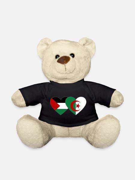 Palestine Algérie Drapeau Coeur - Nounours - noir