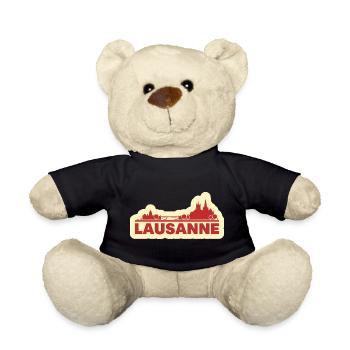Lausanne Skyline Retro - Teddy - Schwarz - Vorne