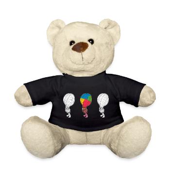 Balloon Autistic Autism thing Puzzle Piece Be Kind - Teddy Bear - black - Front