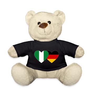 Drapeau du Nigeria Allemagne Coeur - Nounours - noir - Devant