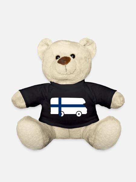 Wohnmobil Finnland Reise Urlaub Camper Aufkleber - Teddy - Schwarz