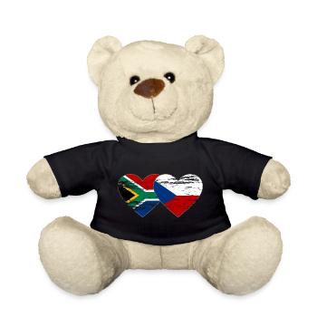 Afrique du Sud République Tchèque Drapeau Coeur Utilisé - Nounours - noir - Devant