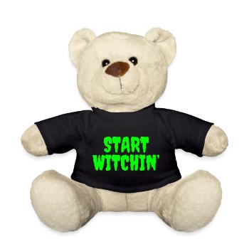 Vibrant Green Witching Start Phrase - Teddy Bear - black - Front