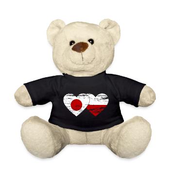 Drapeau du Japon Pologne coeur utilisé - Nounours - noir - Devant