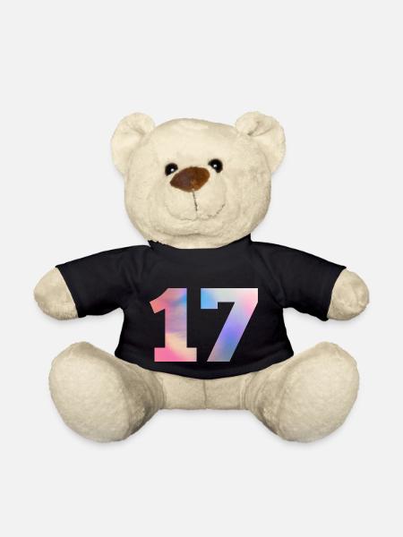 Colorful Number 17 - Teddy Bear - black