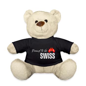 Proud Swiss, I love Switzerland - Teddy Bear - black - Front