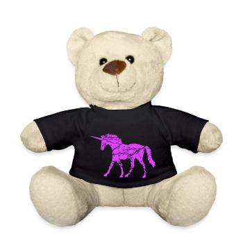 Unicorn Vintage Silhouette Scratches Cracks Retro - Teddy Bear - black - Front