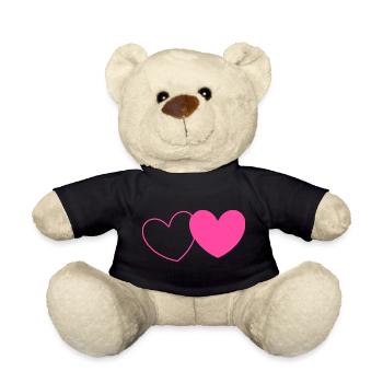 rosarotes Herz Herz rosa rot Herz pink Herzmuster - Teddy - Schwarz - Vorne