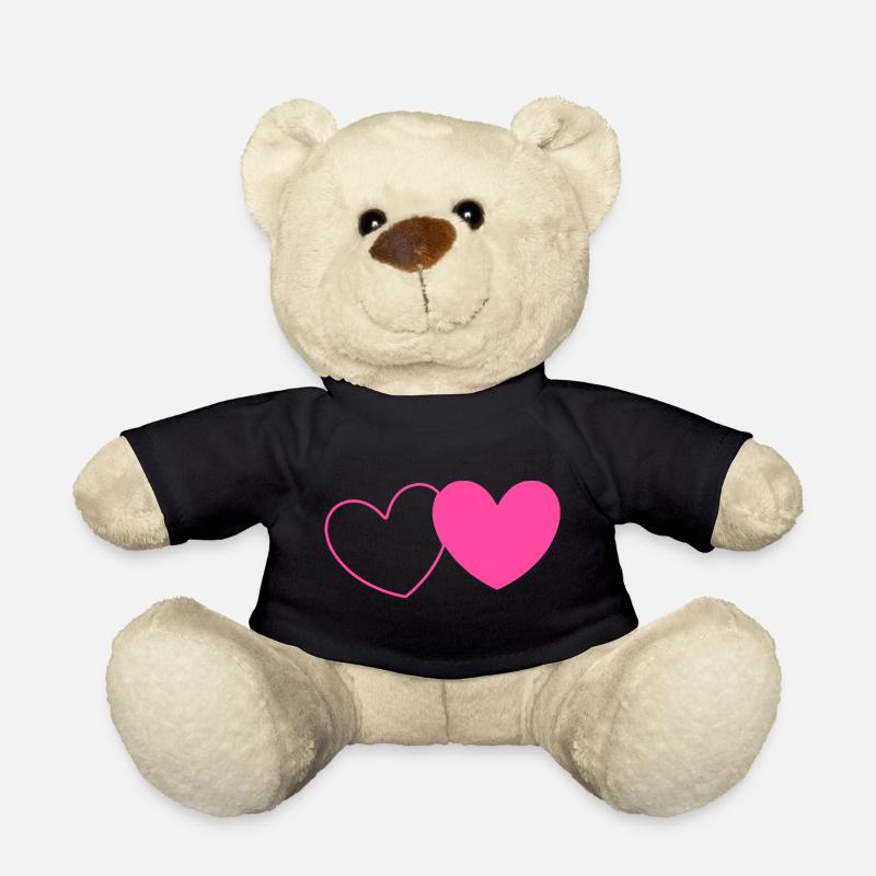 rosarotes Herz Herz rosa rot Herz pink Herzmuster - Teddy - Schwarz