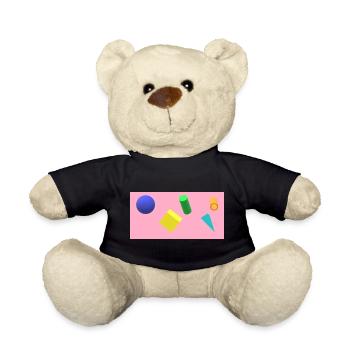 Vibrant Geometric Shape Composition - Teddy Bear - black - Front