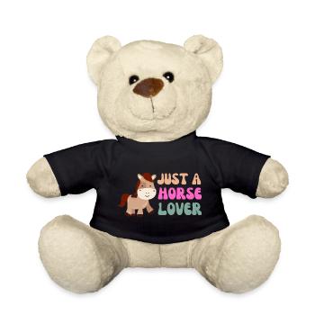 Whimsical Horse Lover Illustration - Teddy Bear - black - Front