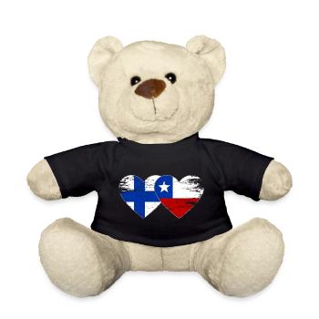 Finlande Chili Drapeau Coeur - Nounours - noir - Devant