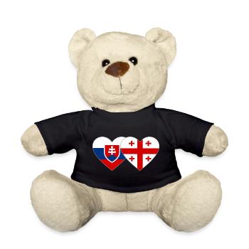 Slovakia Georgia Flag Heart - Teddy Bear - black - Front